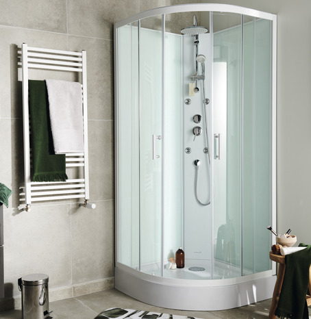 Cabine de douche hydromassante "Onega" - Blanc - L. 85 x l. 85 x H. 225 cm - GoodHome - Brico Dépôt