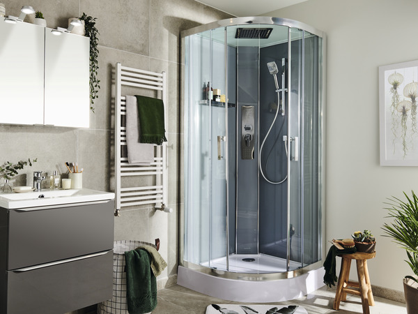 Cabine de douche hydromassante "Beloya" L. 90 x l. 90 x H. 220 cm - GoodHome - Brico Dépôt