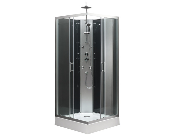 Cabine de douche hydromassante "Onega" - Gris - L. 85 x l. 85 x H. 225 cm - GoodHome - Brico Dépôt