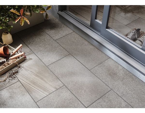 Carrelage de sol extérieur "English Stone" greige - l. 31 x L. 62 cm - Brico Dépôt