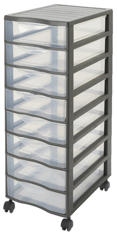 Tour de rangement grise 8 tiroirs à roulettes "Kontor" - Form - Brico Dépôt