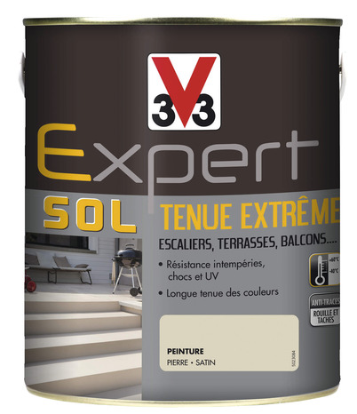 Peinture extérieure pour sol tenue extrême satin Pierre 2,5 L - V33 - Brico Dépôt