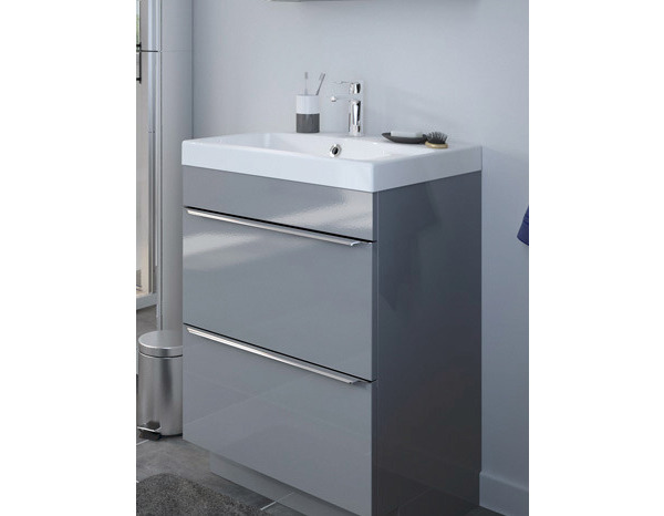 Meuble sous vasque à poser gris "Imandra" L.60 x H.82 x P.45 cm - GoodHome - Brico Dépôt