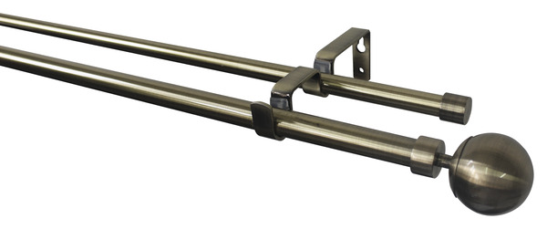 Kit barre à rideau double "Antiki" boule, 120/210 cm - GoodHome - Brico Dépôt
