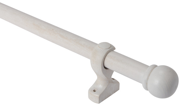 Kit barre à rideau 150 cm en bois peint blanc - Brico Dépôt