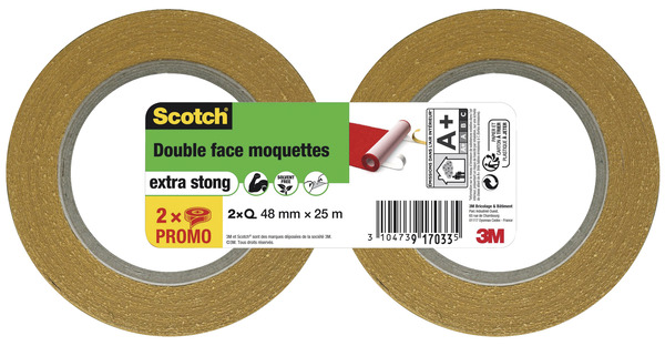 Lot de 2 rouleaux adhésifs double face pour moquette - Scotch - Brico Dépôt
