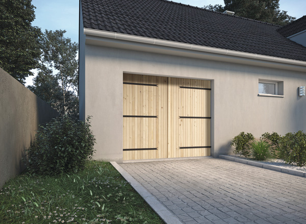Porte de garage battante manuelle en pin H. 200 x L. 240 cm - GoodHome - Brico Dépôt