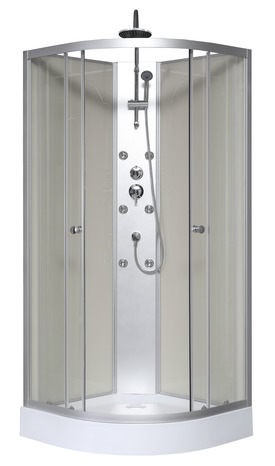 Cabine de douche hydromassante 85 x 85 cm beige et argent - Brico Dépôt