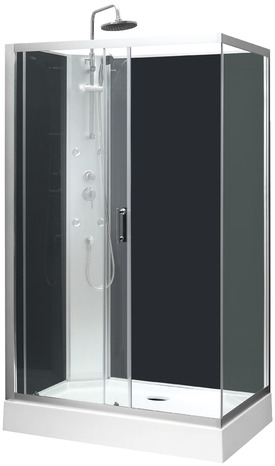 Cabine de douche hydromassante "Onega" - Gris - L. 80 x l. 120 x H. 225 cm - GoodHome - Brico Dépôt