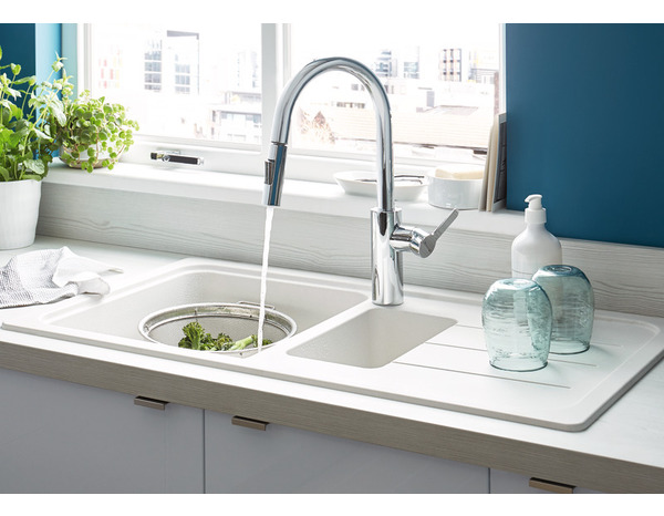 Évier quartz blanc "arber" - 1,5 cuve - Cooke and Lewis - Brico Dépôt