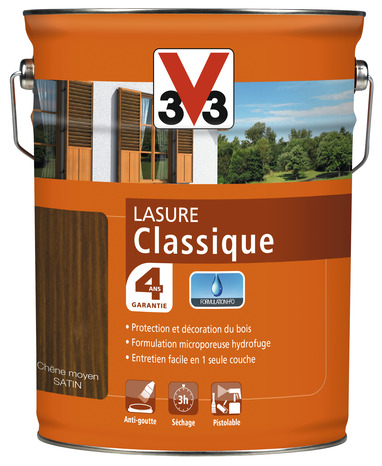 Lasure classique ton chêne moyen 5 L - V33 - Brico Dépôt