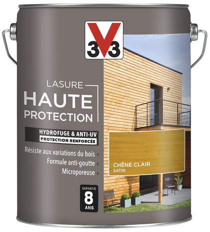 Lasure bois extérieur ton chêne clair satin 5 L - V33 - Brico Dépôt