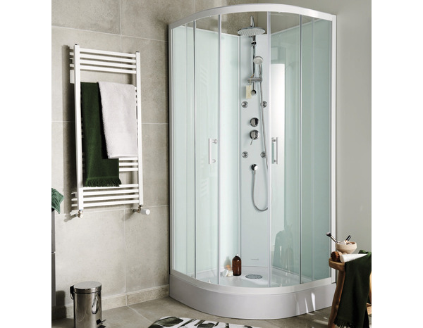 Cabine de douche hydromassante "Onega" - Blanc - L. 85 x l. 85 x H. 225 cm - GoodHome - Brico Dépôt