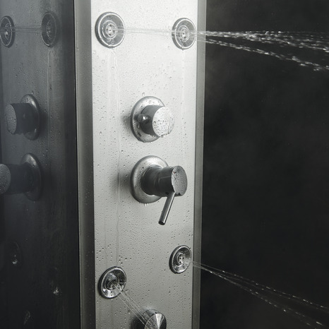 Cabine de douche hydromassante "Onega" - Gris - L. 85 x l. 85 x H. 225 cm - GoodHome - Brico Dépôt