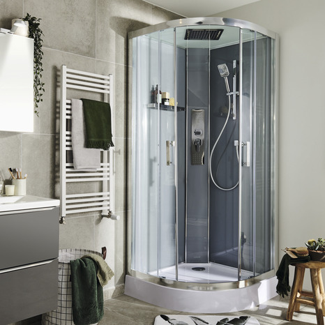 Cabine de douche hydromassante "Beloya" L. 90 x l. 90 x H. 220 cm - GoodHome - Brico Dépôt