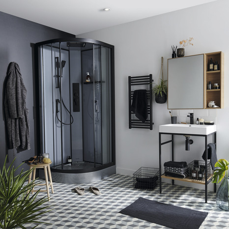 Cabine de douche hydromassante "Beloya" - L. 90 x l. 90 x H. 220 cm - GoodHome - Brico Dépôt