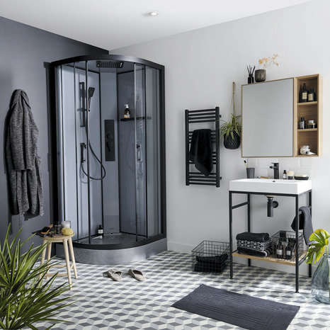 Cabine de douche hydromassante "Beloya" - L. 90 x l. 90 x H. 220 cm - GoodHome - Brico Dépôt