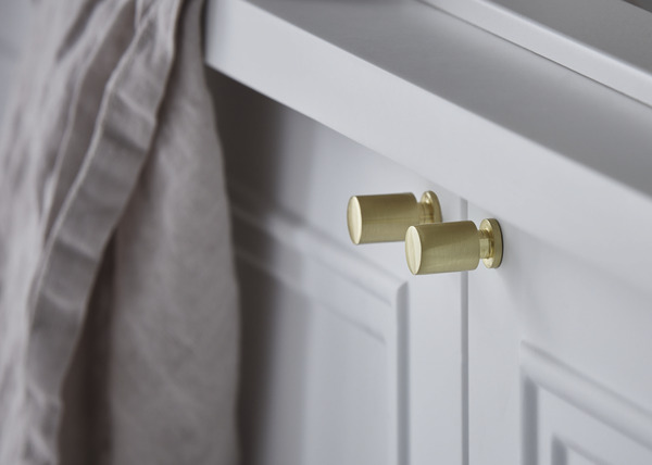 Lot de 2 poignées boutons effet laiton brossé "Saffron" L 1,2 cm - GoodHome - Brico Dépôt