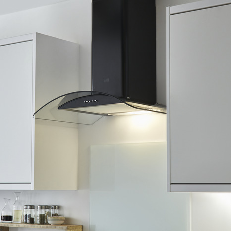 Fond de hotte en verre "Nashi" - Blanc l. 60 cm x H. 80 cm x Ép. 5 mm - GoodHome - Brico Dépôt