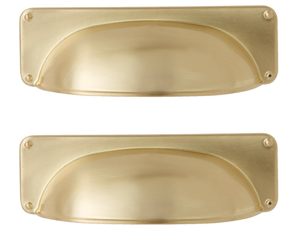 Lot de 2 poignées coques effet laiton doré "Juniper" L 9,6 cm - GoodHome - Brico Dépôt