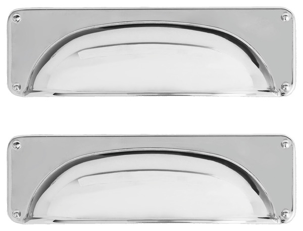 Lot de 2 poignées coques effet chromé argent poli "Juniper" L 9,6 cm - GoodHome - Brico Dépôt