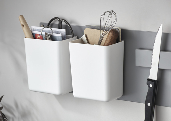Porte ustensile magnétique blanc, H 12 cm L 10 cm - GoodHome - Brico Dépôt
