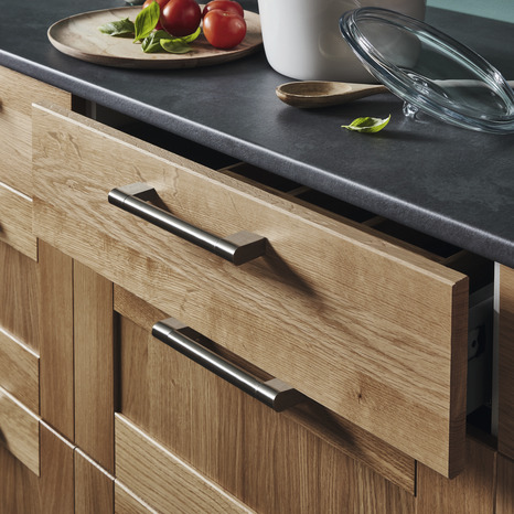 Lot de 2 poignées effet nickel brossé "Khara" L 18,8 cm - GoodHome - Brico Dépôt