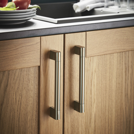 Lot de 2 poignées effet nickel brossé "Khara" L 18,8 cm - GoodHome - Brico Dépôt