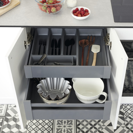 Range-couverts gris NITAKI 5 compartiments - L. 50 x P. 42cm - Cooke and Lewis - Brico Dépôt