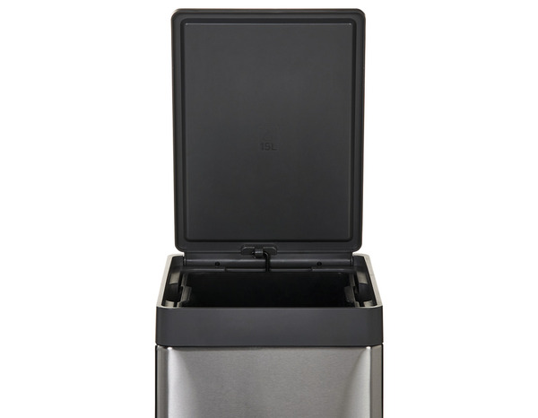 Poubelle à pédale anthracite brossé "Kora" - 14 L - GoodHome - Brico Dépôt