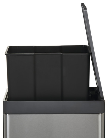 Poubelle à pédale anthracite brossé "Kora" - 14 L - GoodHome - Brico Dépôt