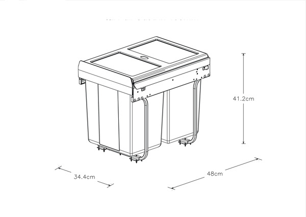 Poubelle de tri coulissante 2 bacs l. 40cm - Brico Dépôt