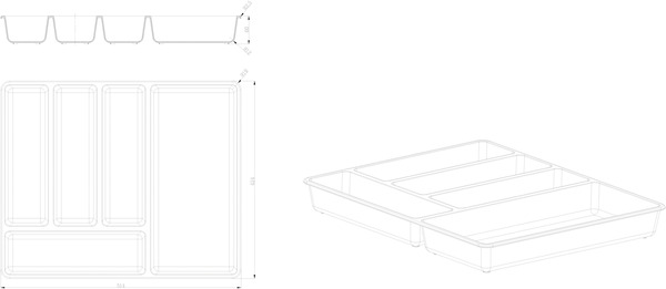 Range-couverts gris NITAKI 5 compartiments - L. 50 x P. 42cm - Cooke and Lewis - Brico Dépôt