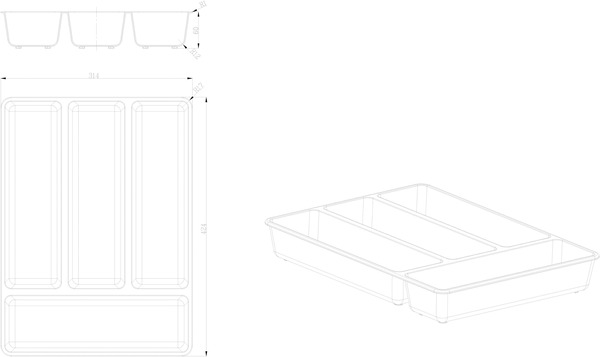 Range-couverts gris NITAKI 4 compartiments - L. 30 x P. 42cm - Cooke and Lewis - Brico Dépôt