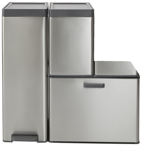 Poubelle à ouverture tactile anthracite brossé "Kora" - 15 L - GoodHome - Brico Dépôt