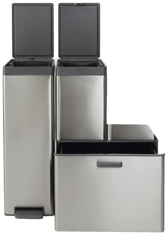 Poubelle à ouverture tactile anthracite brossé "Kora" - 15 L - GoodHome - Brico Dépôt