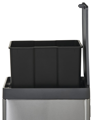 Poubelle à ouverture tactile anthracite brossé "Kora" - 15 L - GoodHome - Brico Dépôt