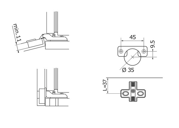 2 charnières 105° pour colonne réfrigérateur - Brico Dépôt