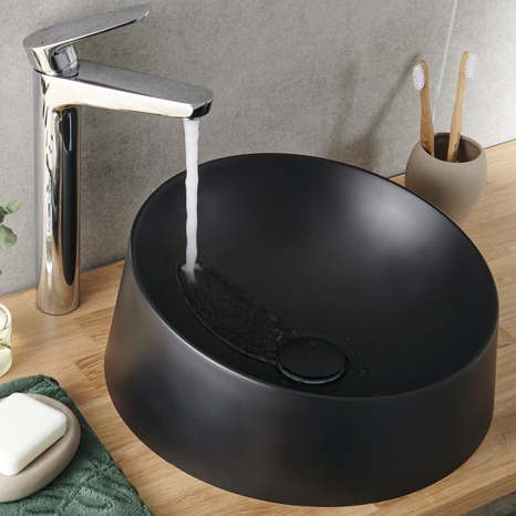 Vasque à poser résine noire Allos - GoodHome - Brico Dépôt