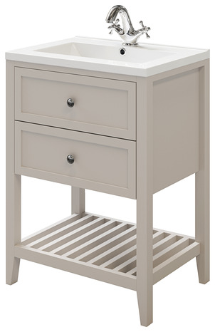 Meuble sous vasque à poser gris "Perma" L.60 x H.80,6 x P.45 cm - GoodHome - Brico Dépôt