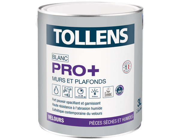 Peinture bicouche murs et plafonds intérieure Pro+ acrylique velours blanc 3 L - MAGNUSSON - Brico Dépôt