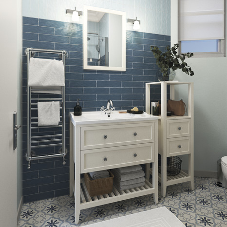 Meuble sous vasque à poser blanc Perma L.80 x H.80,6 x P.45 cm - GoodHome - Brico Dépôt