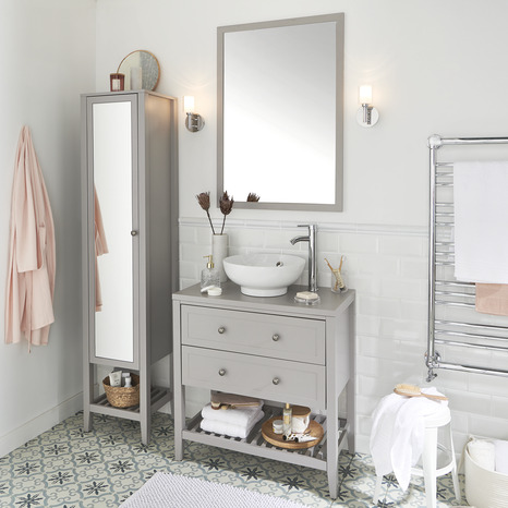 Meuble sous vasque à poser gris Perma L.80 x H.80,6 x P.45 cm - GoodHome - Brico Dépôt