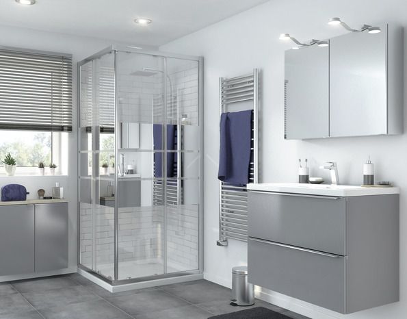 Accès d'angle droit "Beloya" l.90 cm en verre effet miroir - GoodHome - Brico Dépôt