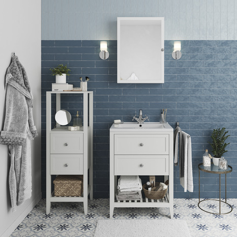 Meuble sous vasque à poser blanc Perma L.60 x H.80,6 x P.45 cm - GoodHome - Brico Dépôt