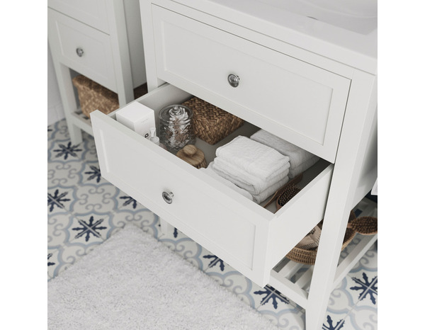 Meuble sous vasque à poser blanc Perma L.60 x H.80,6 x P.45 cm - GoodHome - Brico Dépôt