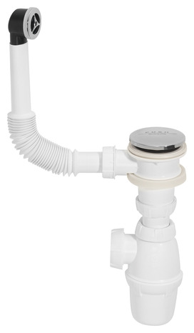 Bonde quick-clac pour vasque avec trop-plein et siphon réglable - Ø 32 mm - Wirquin - Brico Dépôt