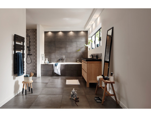 Carrelage mural "Konkrete" gris anthracite - l. 20 x L. 60 cm - GoodHome - Brico Dépôt