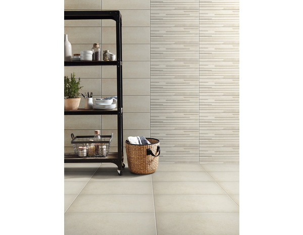 Carrelage mural "Konkrete" ivoire - l. 20 x L. 60 cm - GoodHome - Brico Dépôt