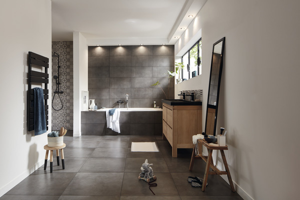 Décor mural "Konkrete" noir & blanc - l. 20 x L. 60 cm - GoodHome - Brico Dépôt